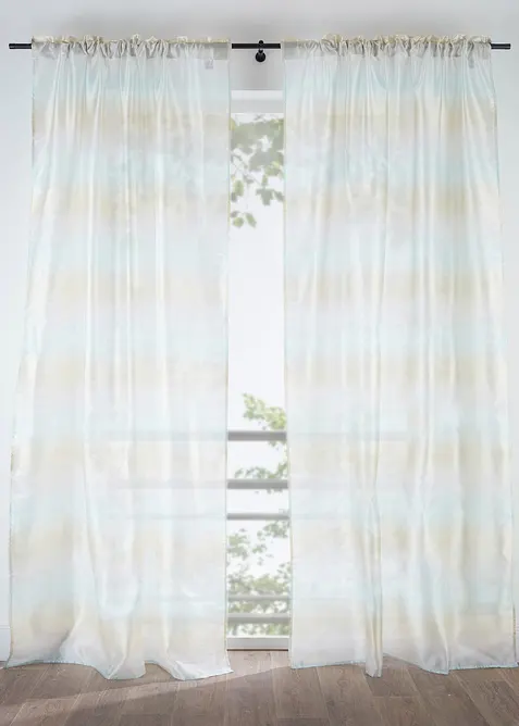Gardine mit Glanz-Effekt und verdeckten Schlaufen (1er Pack) in beige - bonprix