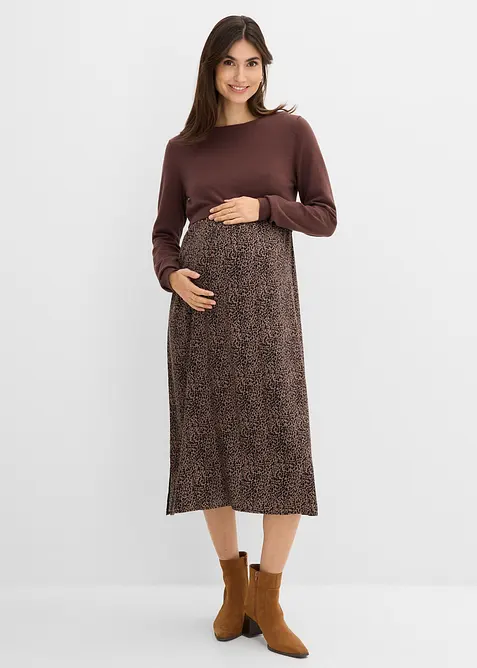 3-in-1 Set aus Pullover und Umstandskleid mit Stillfunktion (2-tlg.Set) in braun von vorne (Totalaufnahme) - bonprix