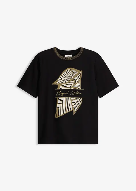 Shirt aus Bio-Baumwolle in schwarz von vorne - bonprix