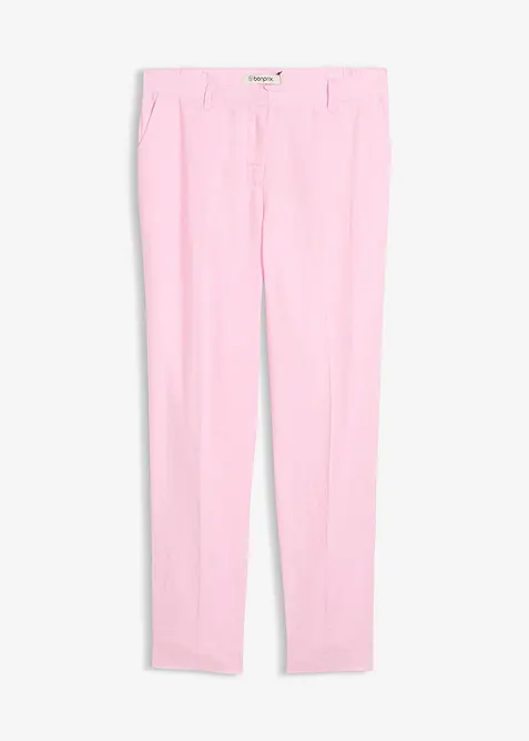 verkürzte Hose aus reinem Leinen in rosa von vorne - bonprix