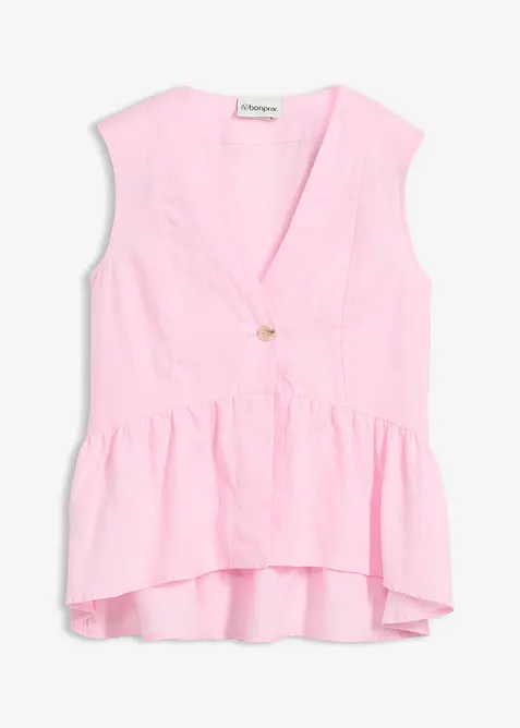 Weste aus reinem Leinen in rosa von vorne - bonprix