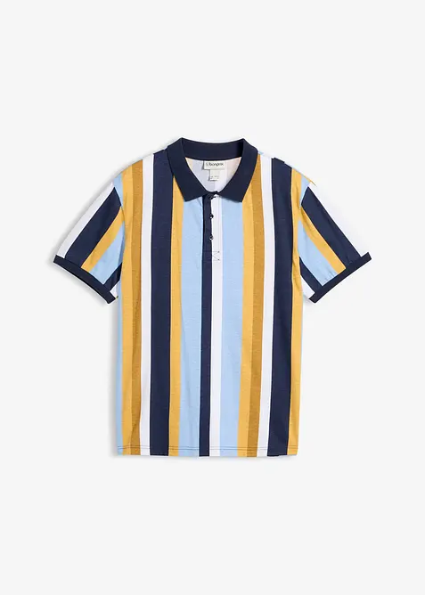 Poloshirt aus reiner Bio-Baumwolle in blau von vorne - bonprix