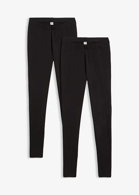 Leggings (2er Pack) in schwarz von vorne - bonprix