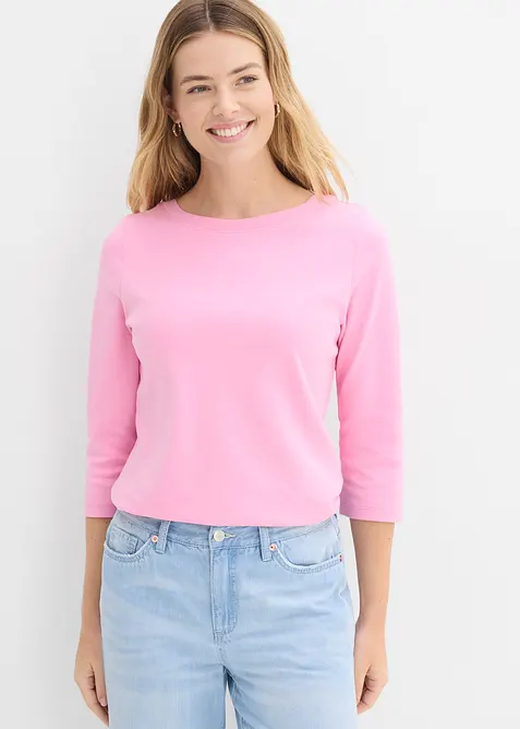 Shirt aus reiner schwerer Bio-Baumwolle in rosa von vorne (im Anschnitt) - bonprix