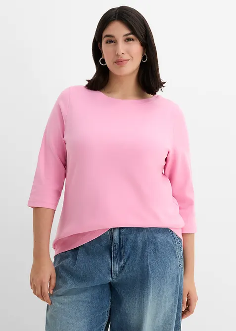 Shirt aus reiner schwerer Bio-Baumwolle in rosa von vorne (im Anschnitt) - bonprix