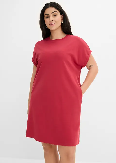Shirtkleid aus schwerer reiner Bio-Baumwolle in rot von vorne (Totalaufnahme) - bonprix