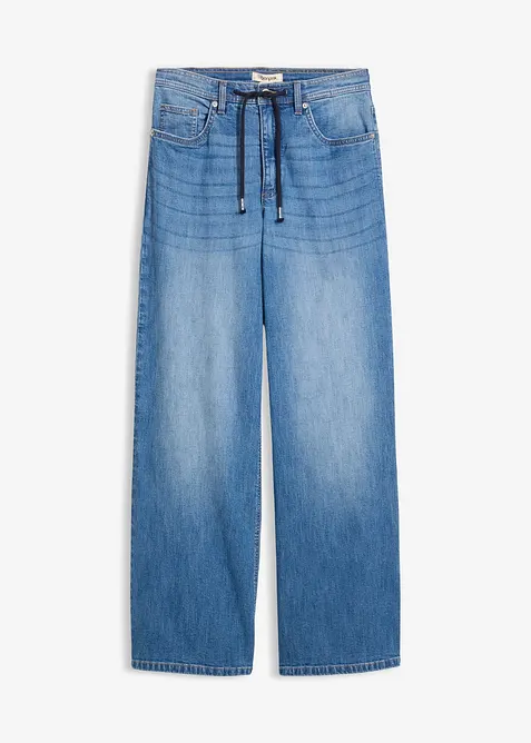 Loose Straight-Jeans, High Waist in blau von vorne - bonprix