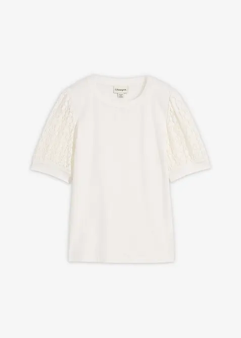 Shirt aus Baumwoll-Mix in weiß von vorne - bonprix