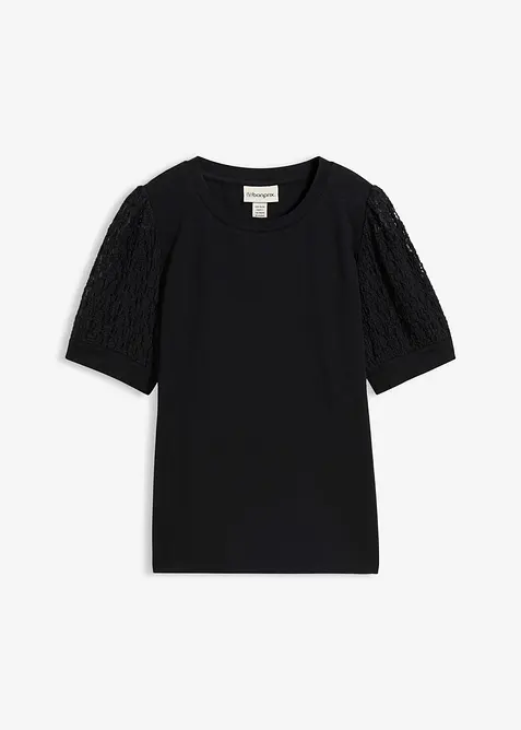 Shirt aus Baumwoll-Mix in schwarz von vorne - bonprix