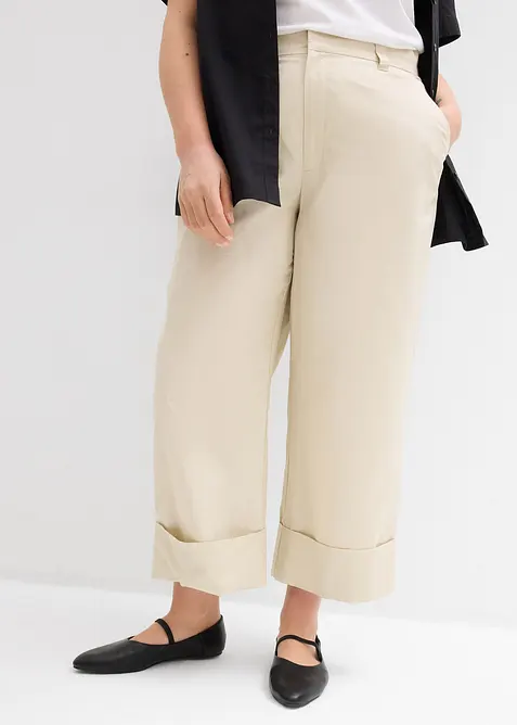 Chinohose aus reiner Bio-Baumwolle in beige von vorne - bonprix