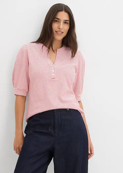 Shirt aus reiner Bio-Baumwolle in weiß von vorne (im Anschnitt) - bonprix