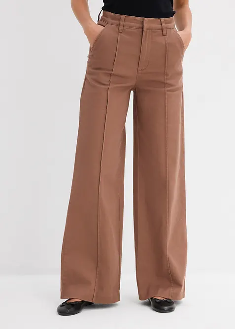 Twillhose aus elastischem Baumwoll-Mix in braun von vorne - bonprix