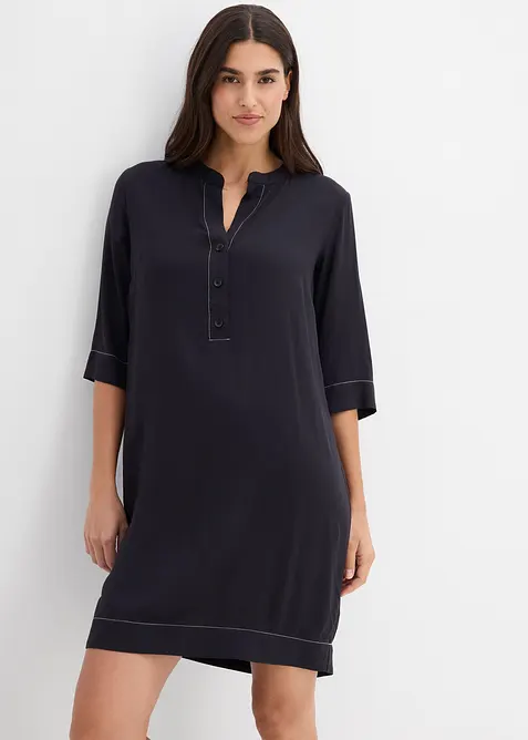 Tunika-Kleid aus softer Viskose in schwarz von vorne (Totalaufnahme) - bonprix