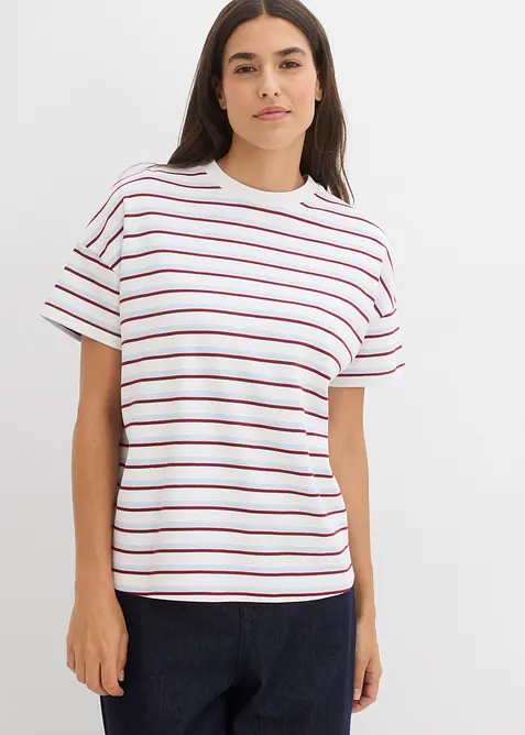 T-Shirt aus schwerer Bio-Baumwolle in weiß von vorne (im Anschnitt) - bonprix