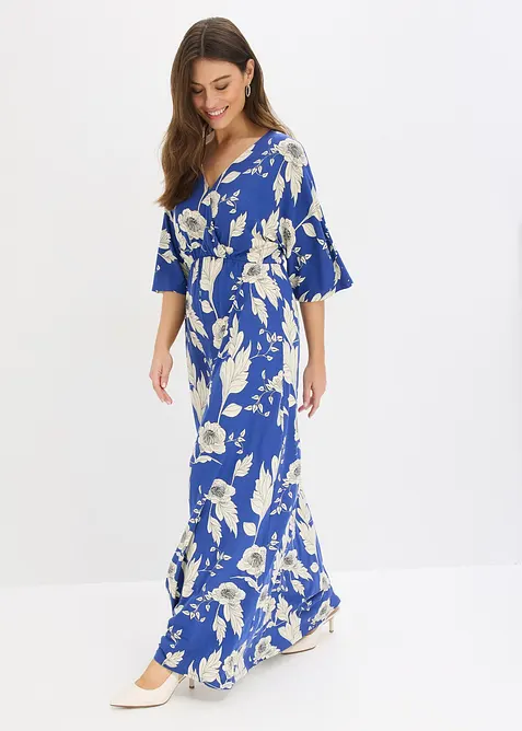 Jerseykleid aus softem Viskose-Mix in blau im Look von vorne (Totalaufnahme) - bonprix