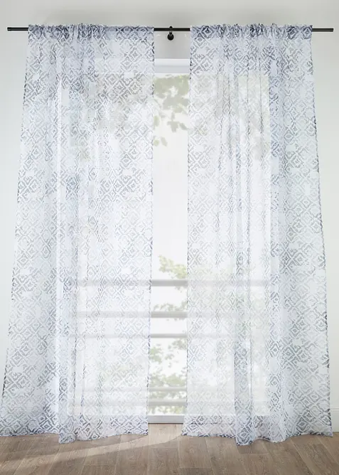 Gardine mit recyceltem Polyester und Druck (1er Pack) in grau - bonprix