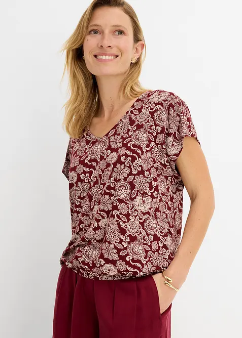 Shirt aus feinem Viskose-Mix in rot von vorne (im Anschnitt) - bonprix