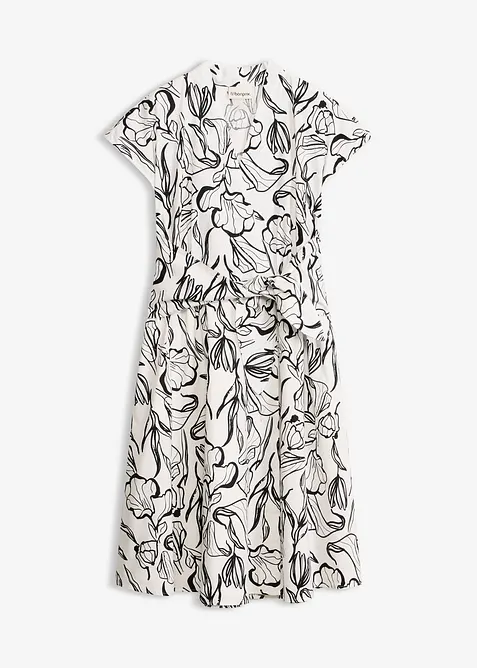Kleid mit Drapierung aus griffigem Popeline in weiß von vorne - bonprix
