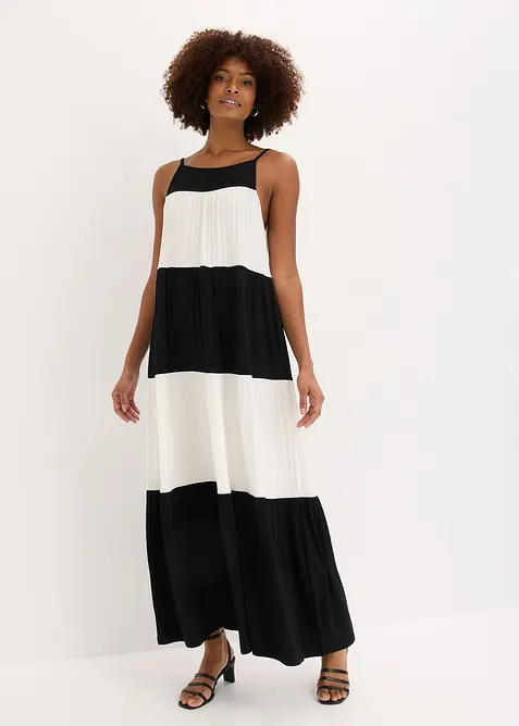 Jerseykleid aus softem Viskose-Mix in schwarz im Look von vorne (Totalaufnahme) - bonprix