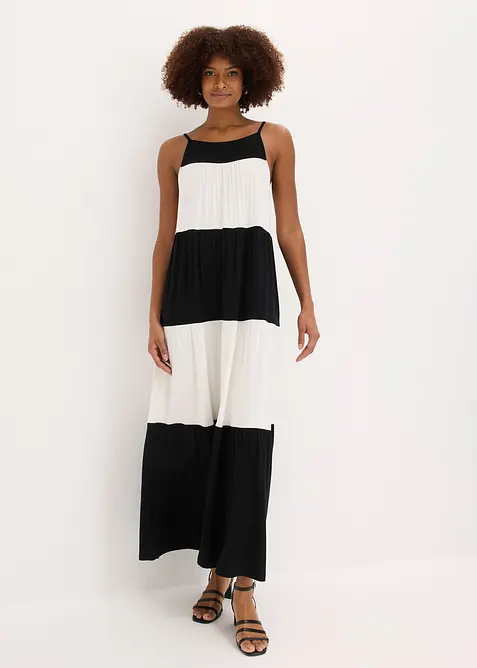 Jerseykleid aus softem Viskose-Mix in schwarz von vorne (Totalaufnahme) - bonprix