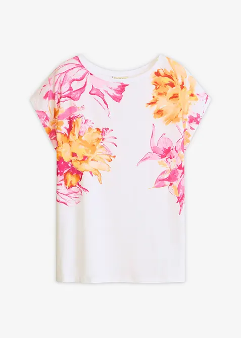 Shirt mit überschnittenen Schultern in weiß von vorne - bonprix