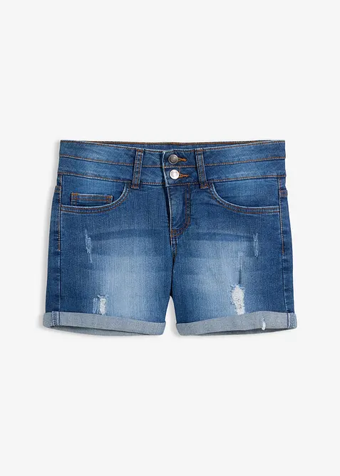 Jeans-Shorts Mid Waist in blau von vorne - bonprix