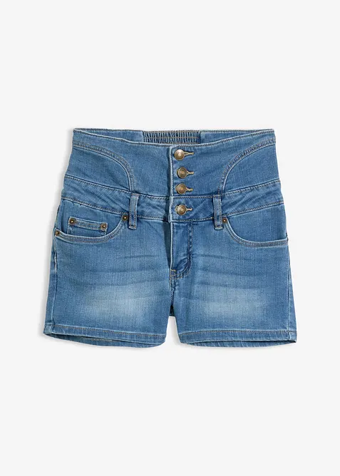 Highwaist-Jeans-Shorts in blau von vorne - bonprix