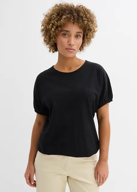 T-Shirt aus Bio-Baumwolle in schwarz von vorne (im Anschnitt) - bonprix