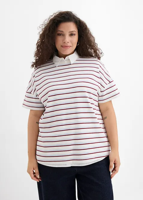 T-Shirt aus schwerer Bio-Baumwolle in weiß von vorne (im Anschnitt) - bonprix