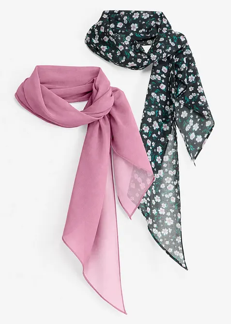 Tuch (2er Pack) mit floralem Design in rosa von vorne - bonprix