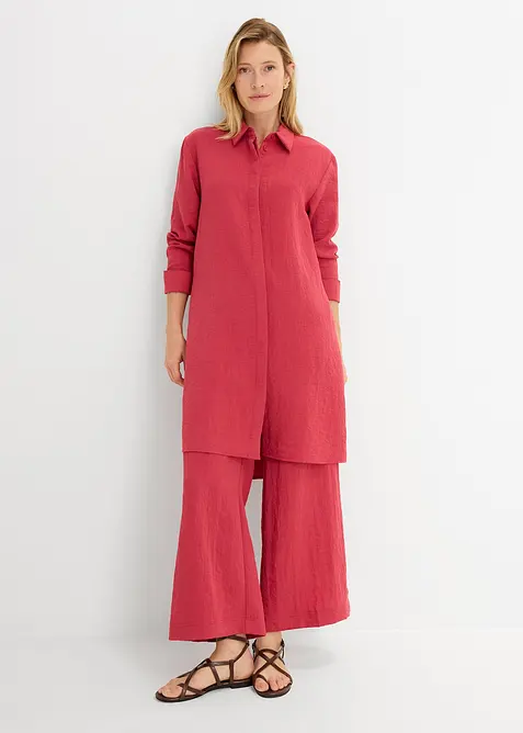 Longbluse aus softem Viskose-Mix in rot von vorne (im Anschnitt) - bonprix