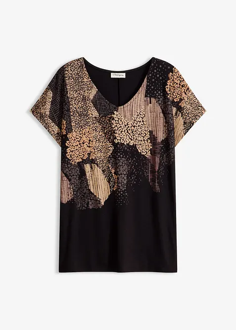 Shirt aus softem Viskose-Mix in schwarz von vorne - bonprix