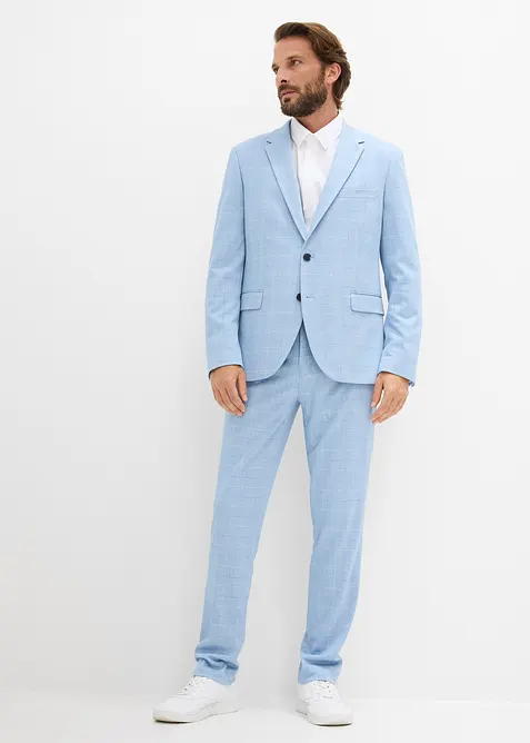 Anzug (2tlg. Set) aus Komfort-Stretch Material, Modern Fit in blau von vorne (Totalaufnahme) - bonprix