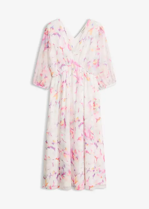 Jerseykleid aus zartem Mesh in weiß von vorne - bonprix