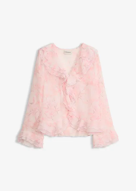 Chiffonbluse mit Volants in weiß von vorne - bonprix