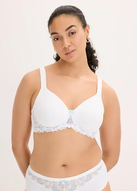 Minimizer-BH mit zarter Stickerei in weiß von vorne (im Anschnitt) - bonprix