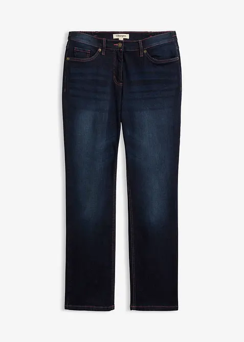 Straight-Jeans Mid Waist, Bequembund in blau von vorne - bonprix