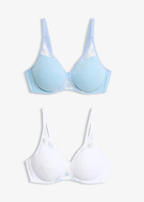 BH mit Bügel (2er Pack) in blau von vorne - bonprix