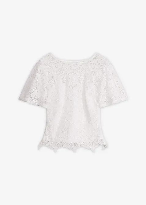 Spitzenshirt in weiß von vorne - bonprix