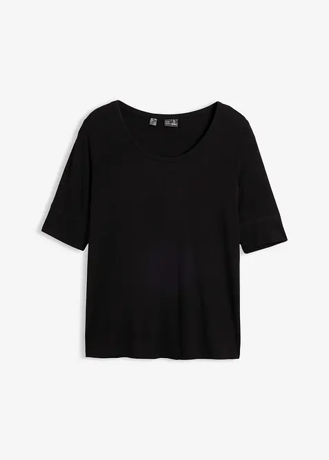 Shirt aus softem Viskose-Mix in schwarz von vorne - bonprix