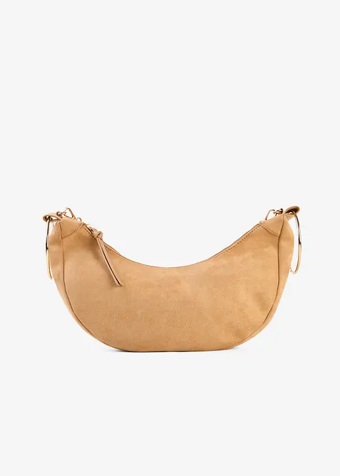 Umhängetasche mit Metallringgriffen in beige von vorne - bonprix