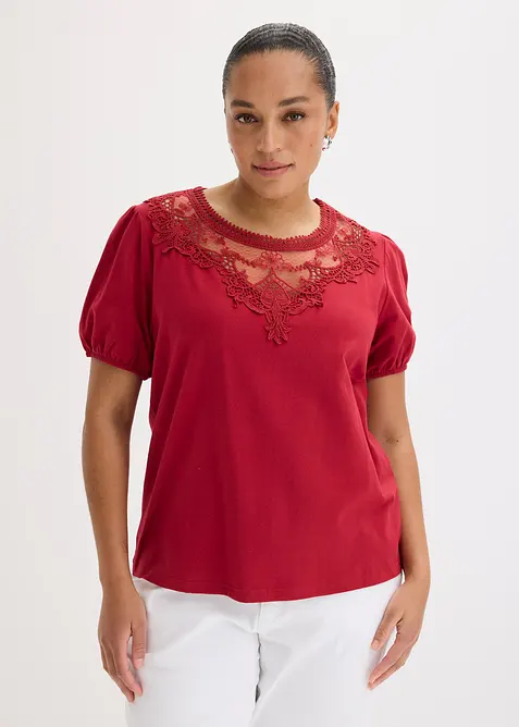 Shirt aus elastischer Baumwolle in rot von vorne (im Anschnitt) - bonprix