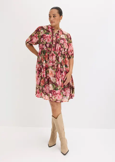 Tunika-Kleid mit Spitze in rot von vorne (Totalaufnahme) - bonprix