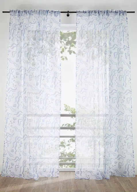 Transparente Gardine aus feinem Voile (1er Pack) in blau - bonprix