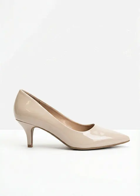Pumps in Lack-Optik in beige - bonprix