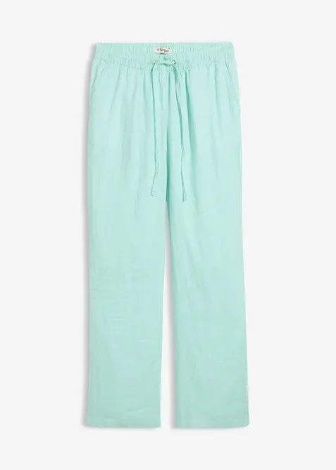 Schlupfhose aus reinem Leinen in grün von vorne - bonprix