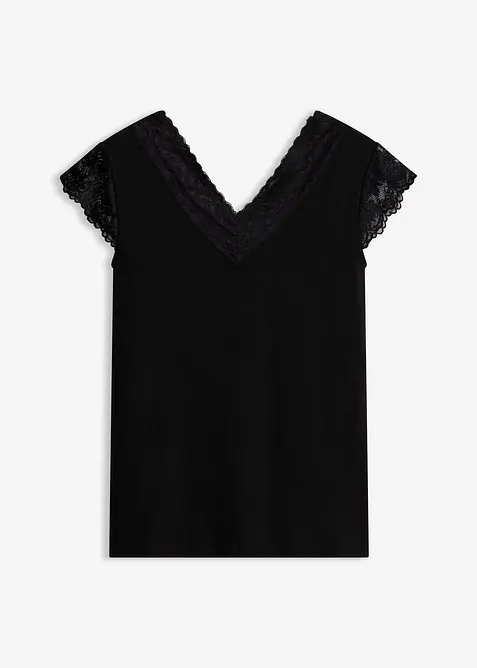 Shirt aus softem Viskose-Mix in schwarz von vorne - bonprix