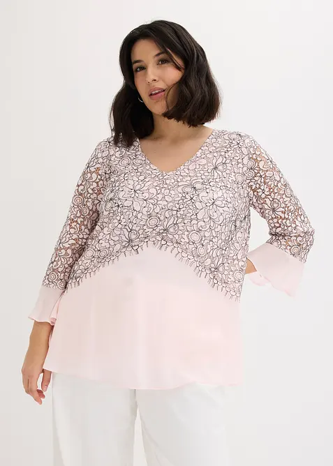 Spitzentunika in rosa von vorne (im Anschnitt) - bonprix