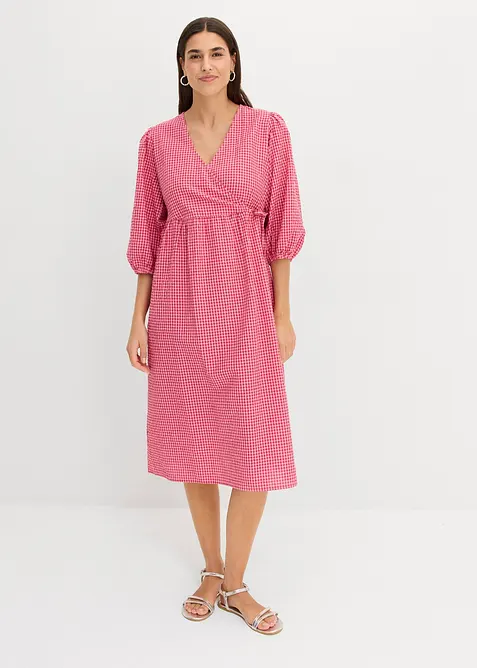 Baumwollkleid in Wickeloptik in rot von vorne (Totalaufnahme) - bonprix
