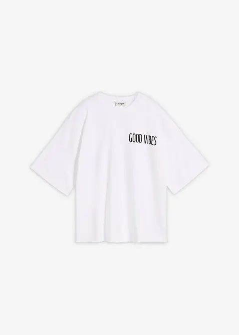 Oversize-Shirt aus reiner Bio-Baumwolle in weiß von vorne - bonprix